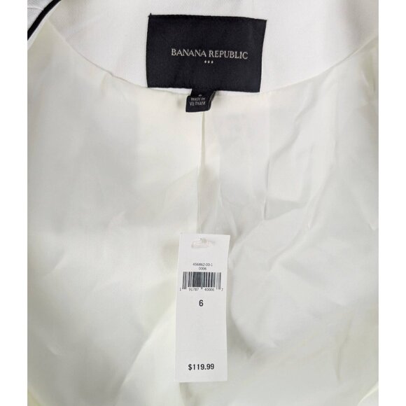 Banana Republic White with Black Accents Lining Blazer Jacket Size 6 Work Wear - Picture 4 of 4